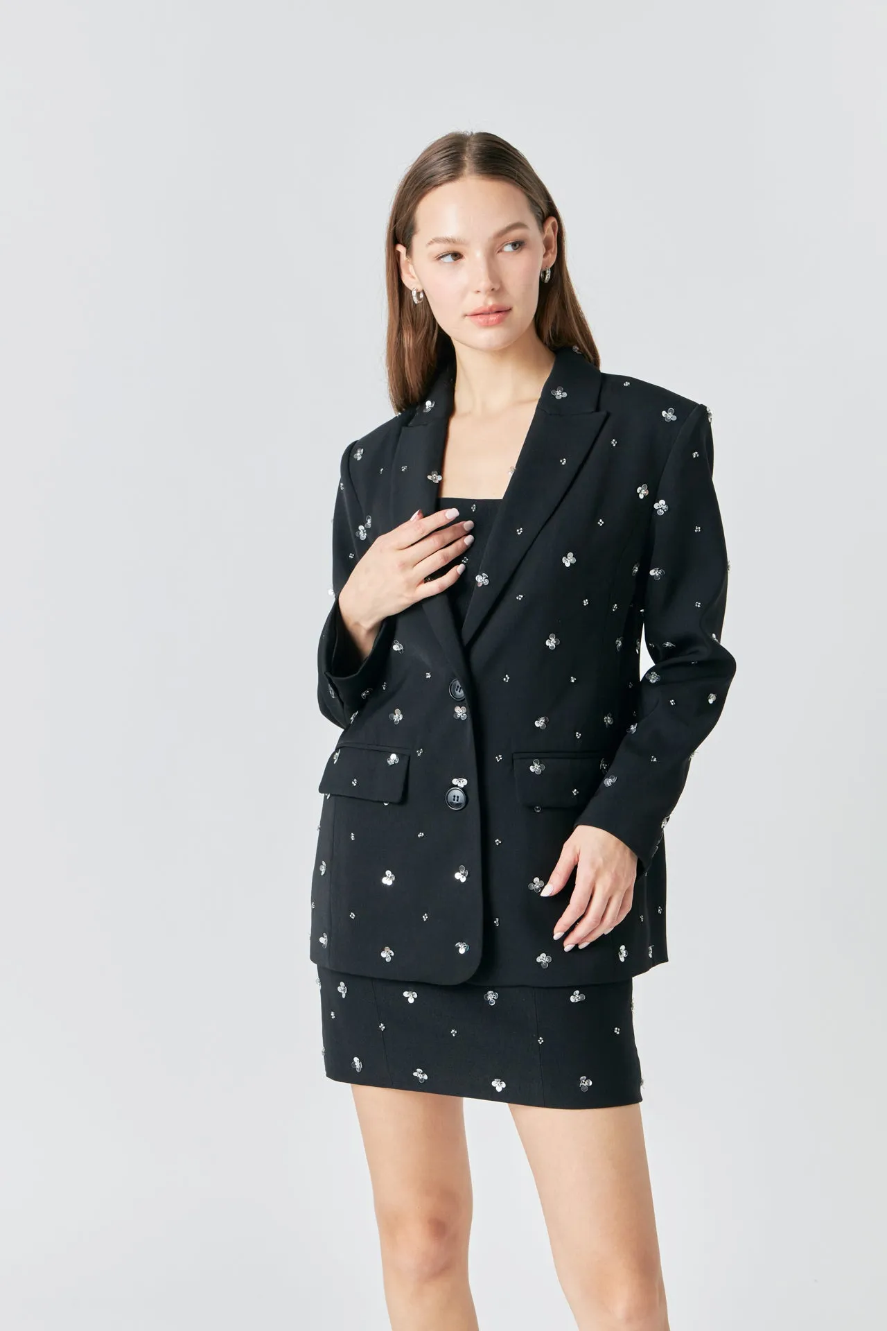 Premium Sequins Floral Embroidery Blazer sold by Endless Rose product image thumbnail 5