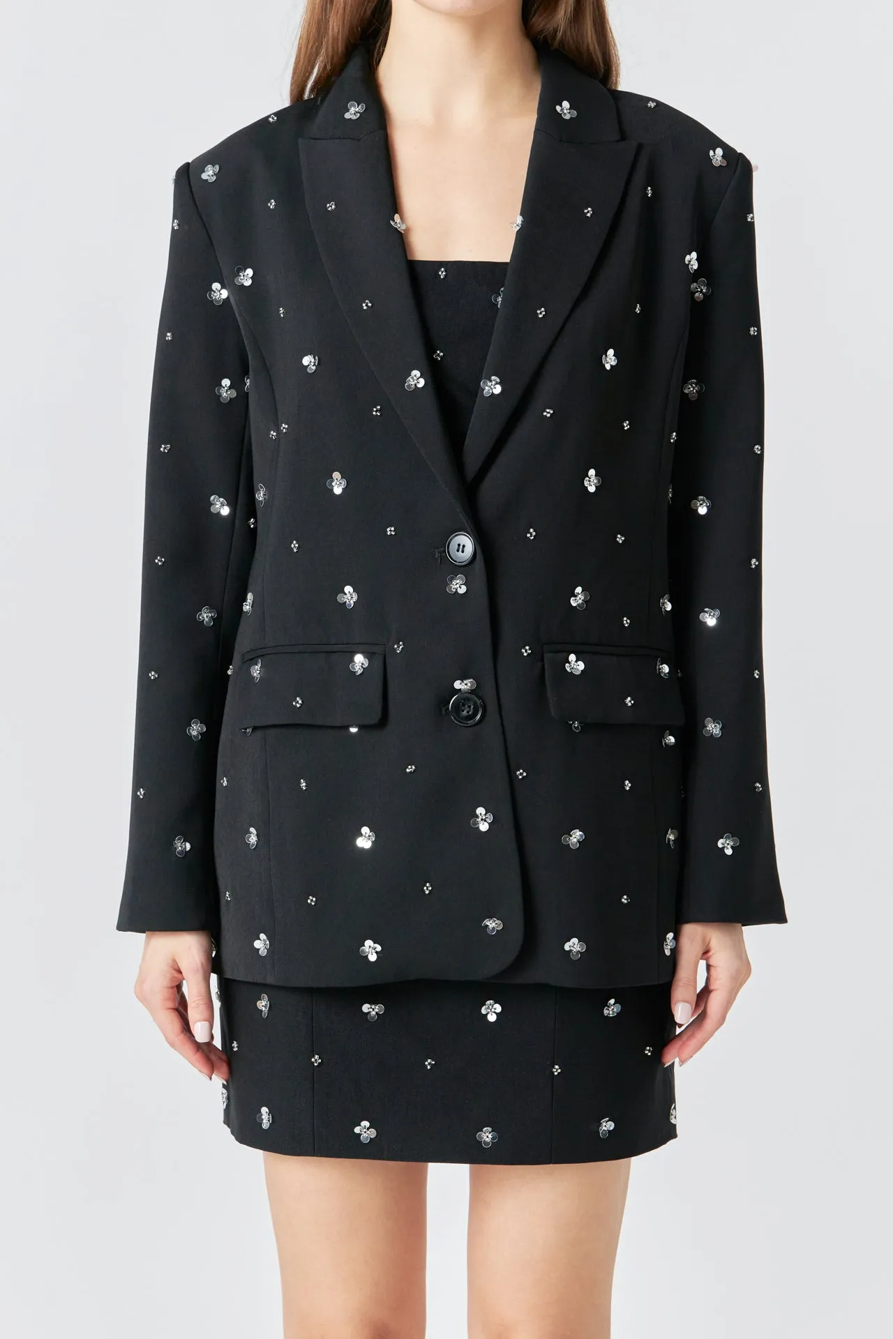 Premium Sequins Floral Embroidery Blazer sold by Endless Rose product image thumbnail 2