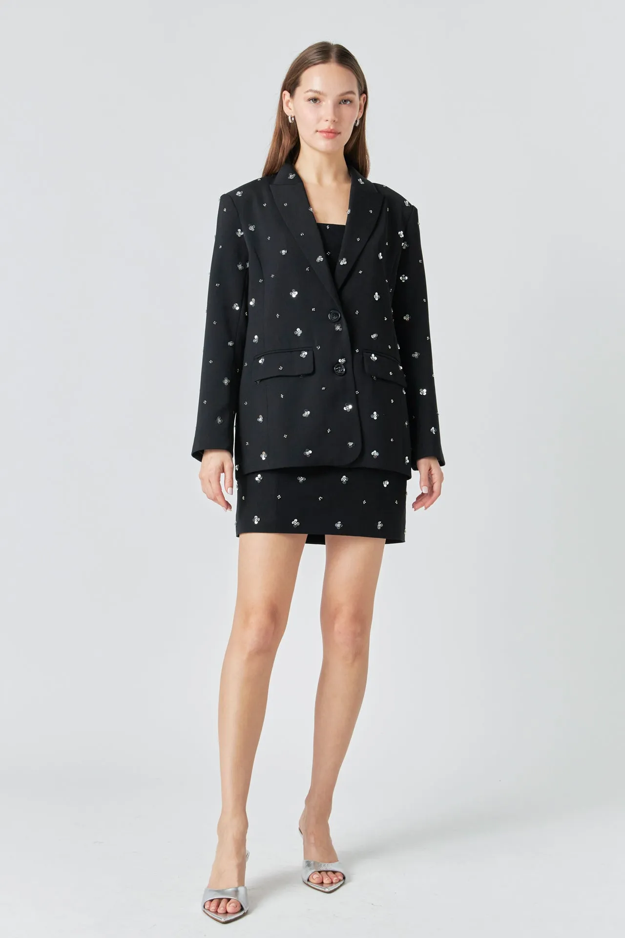 Premium Sequins Floral Embroidery Blazer sold by Endless Rose