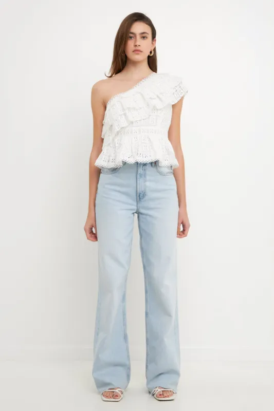 One Shoulder Square Laced Top sold by Endless Rose
