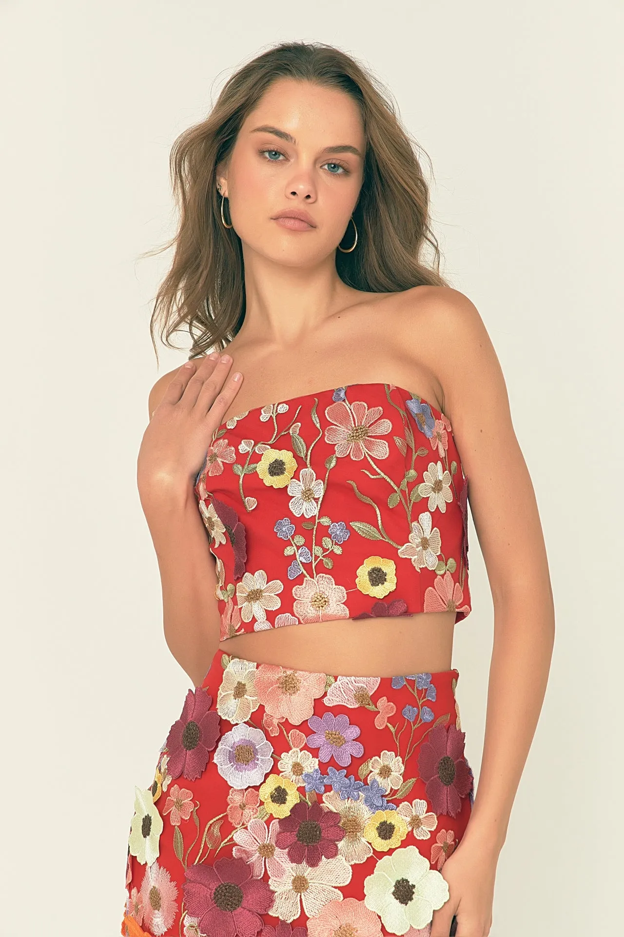 Floral Embroidered Strapless Top sold by Endless Rose