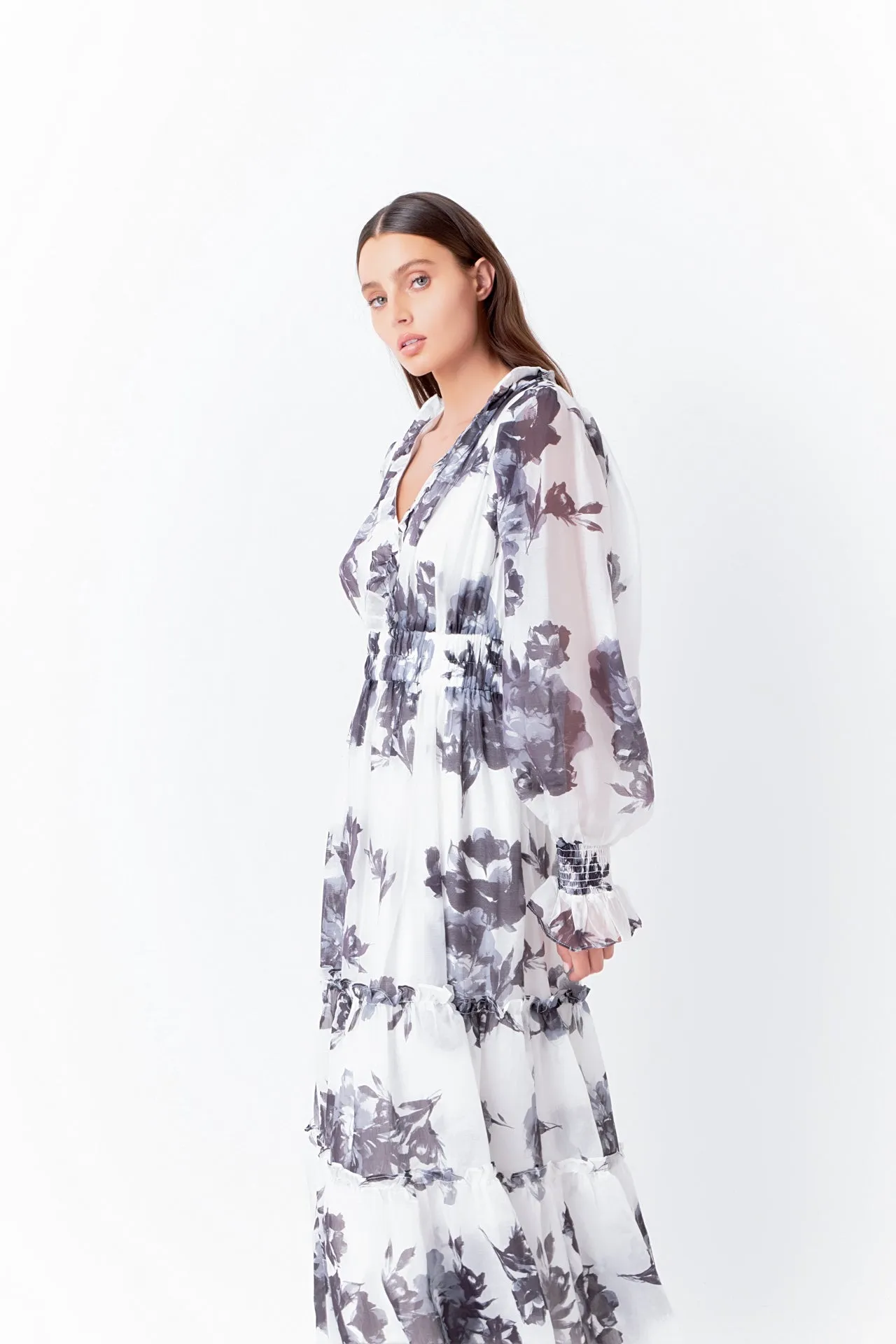 Monotone Floral Print Midi Dress sold by Endless Rose product image thumbnail 5
