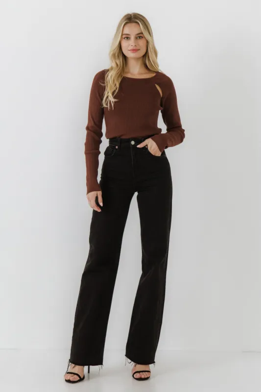 Sale of Double Cut Out Knit Top made by Endless Rose