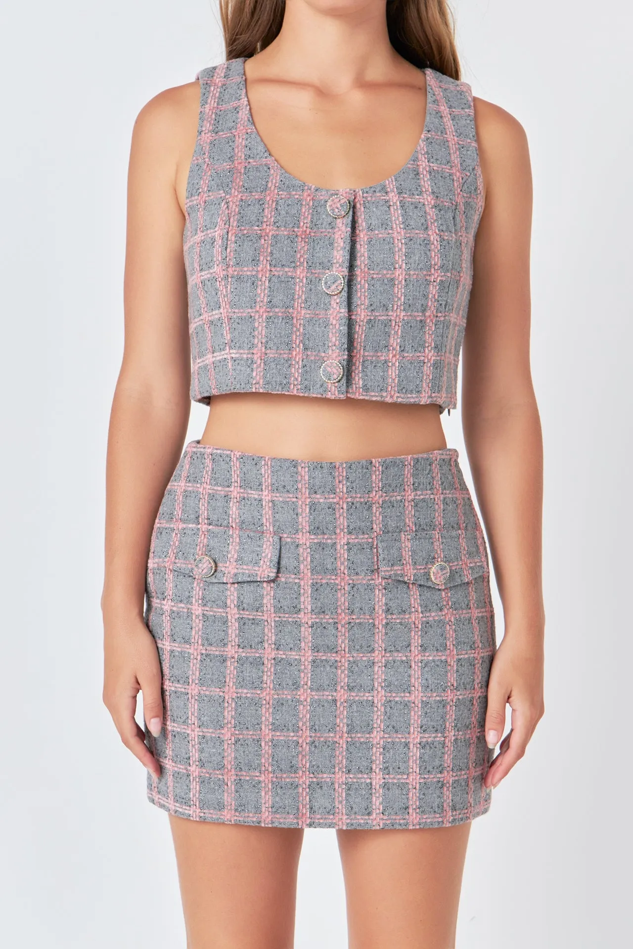 Tweed Button Crop Top sold by Endless Rose product image thumbnail 2