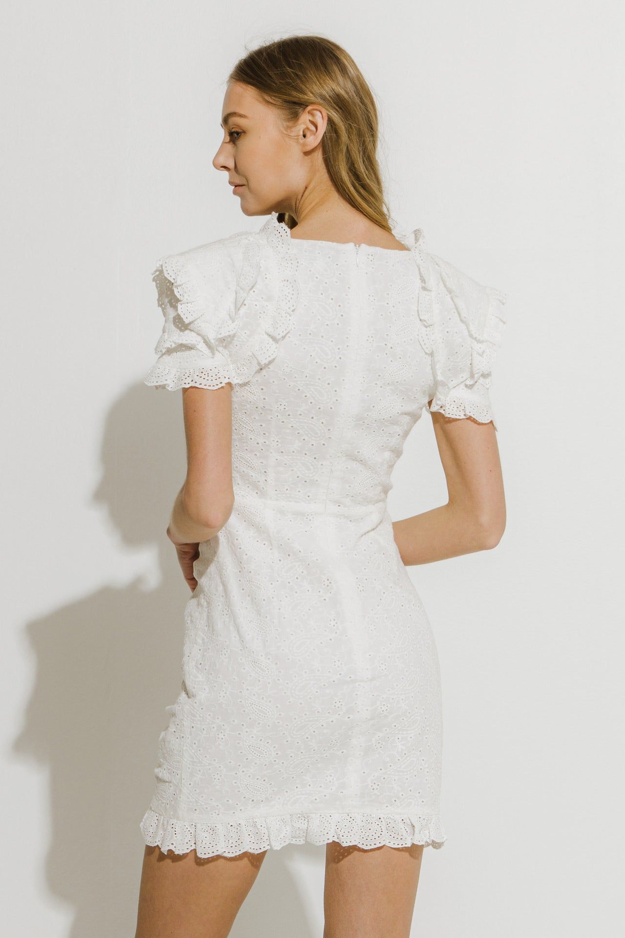 Eyelet Fitted Mini Dress sold by Endless Rose product image thumbnail 4
