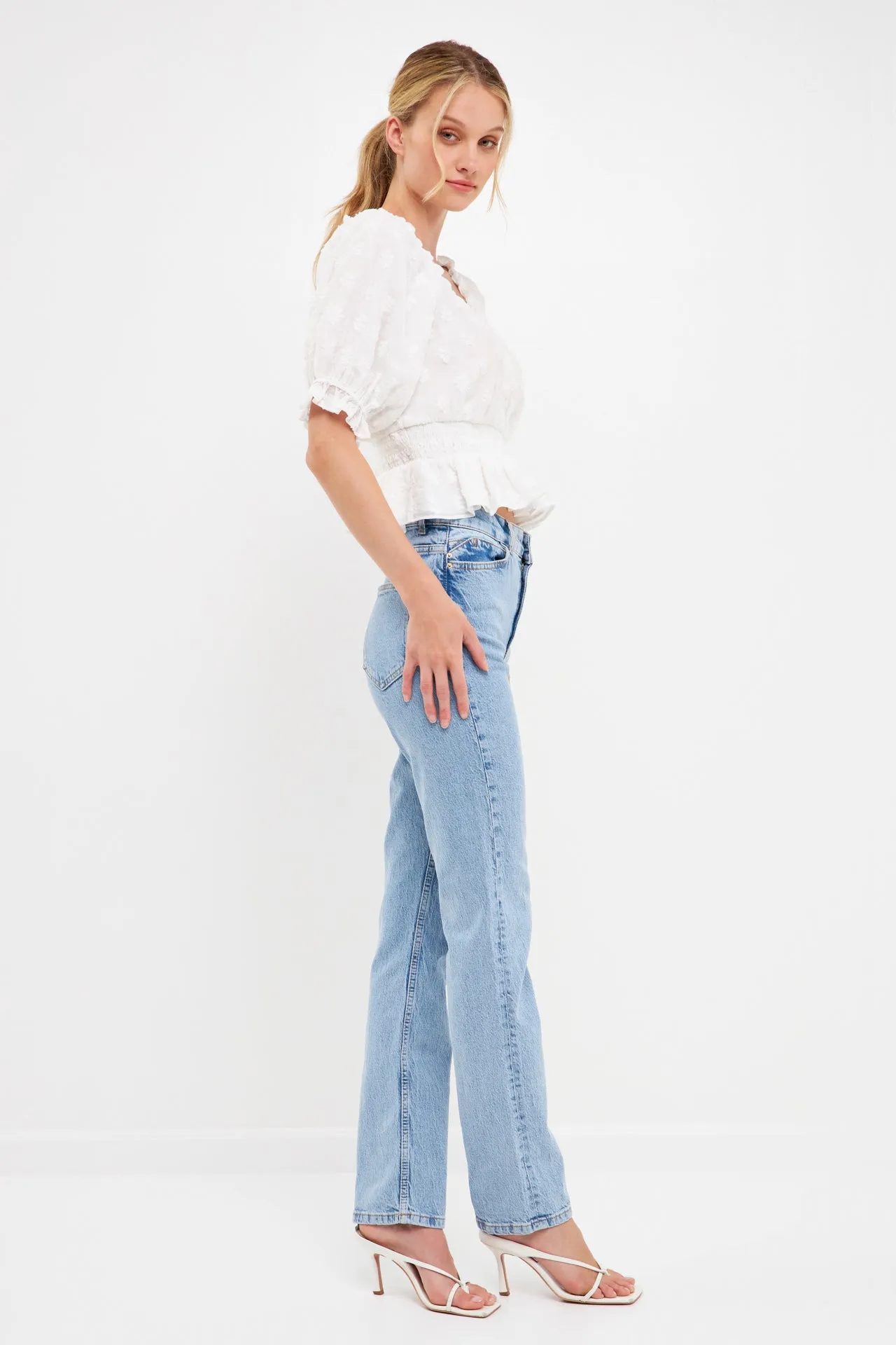 Floral Embroidered Smocked Off Shoulder Top sold by Endless Rose product image thumbnail 3