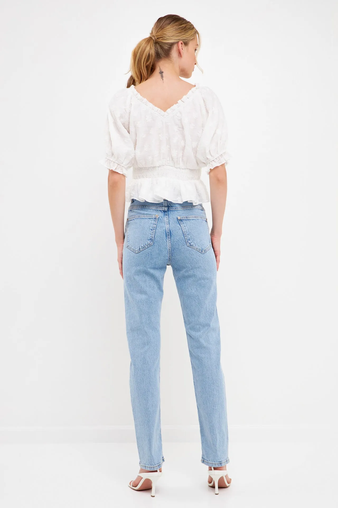 Floral Embroidered Smocked Off Shoulder Top sold by Endless Rose product image thumbnail 4