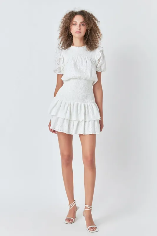 Smocked Lace Mini Dress sold by Endless Rose