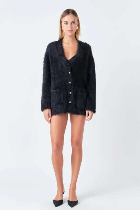 Jewel Button Oversize Cardigan sold by Endless Rose