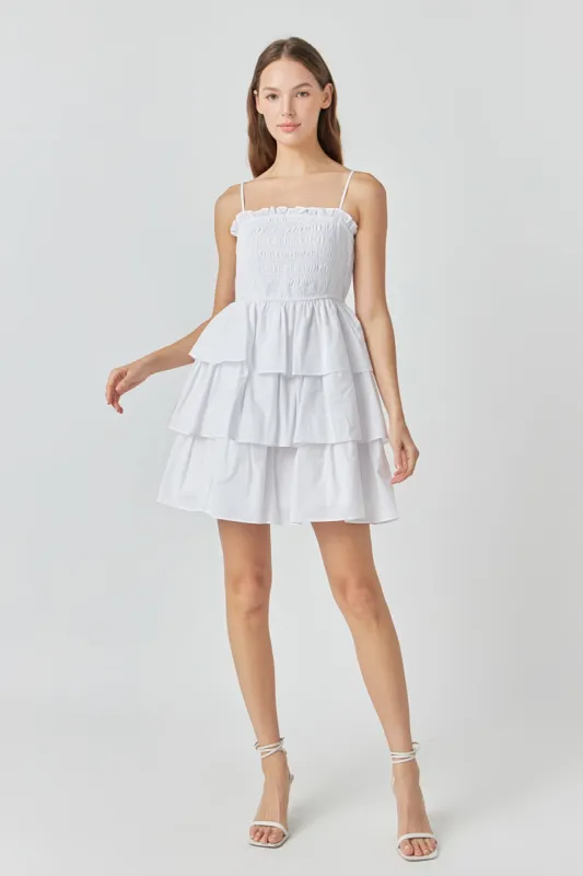 Spaghetti Smocked Tiered Mini Dress sold by Endless Rose