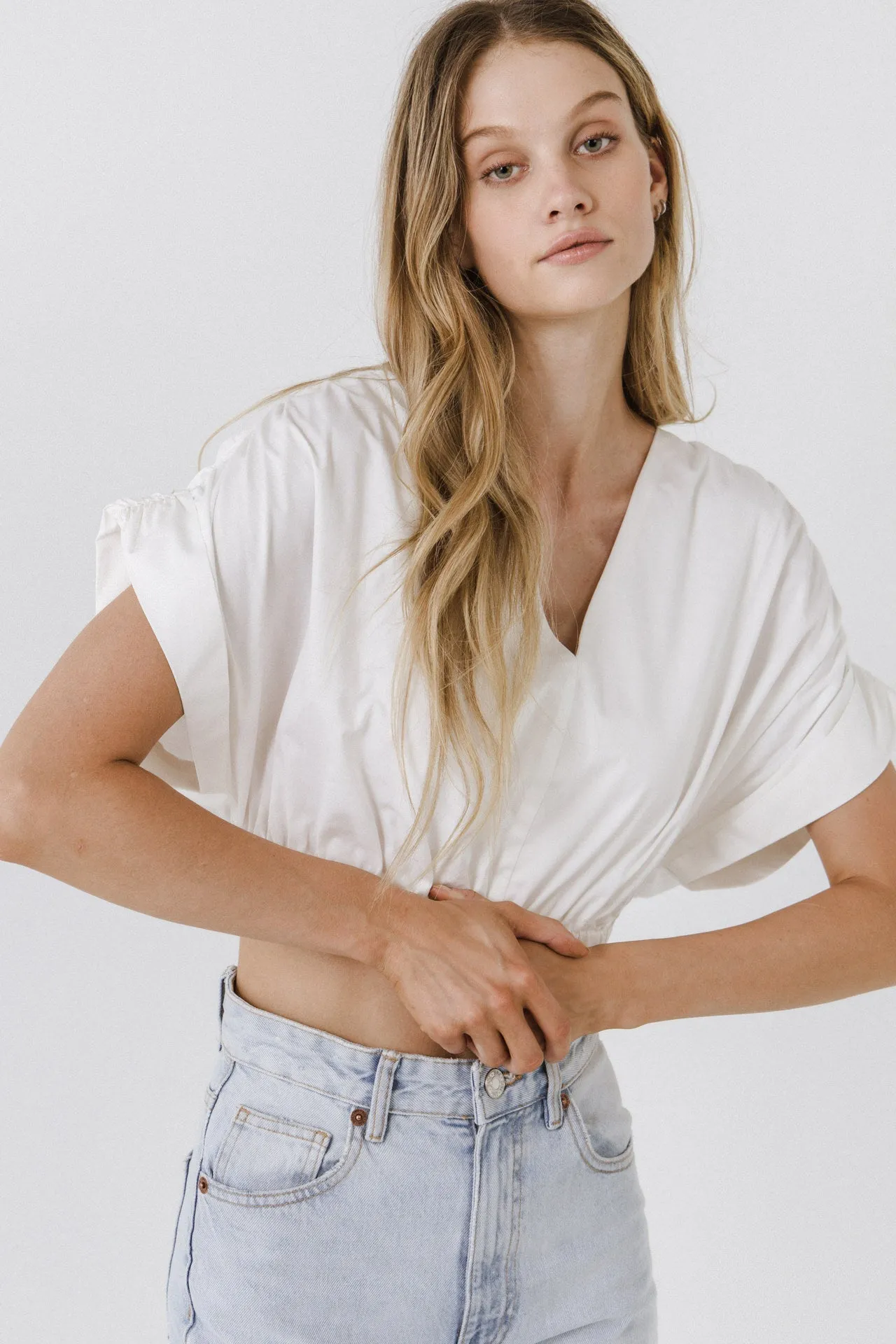Cotton Drop Shoulder Crop Top sold by Endless Rose product image thumbnail 2