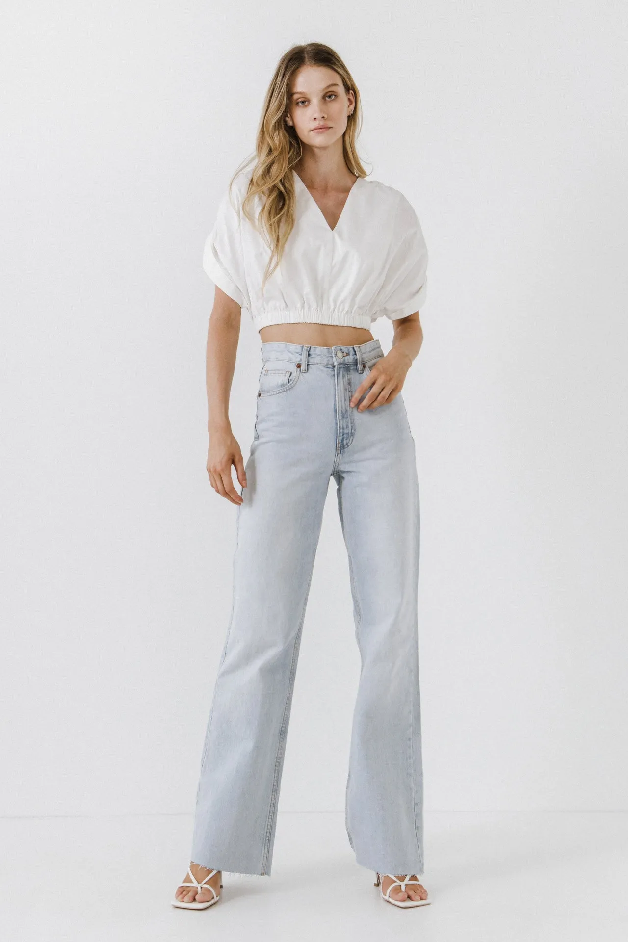 Cotton Drop Shoulder Crop Top sold by Endless Rose