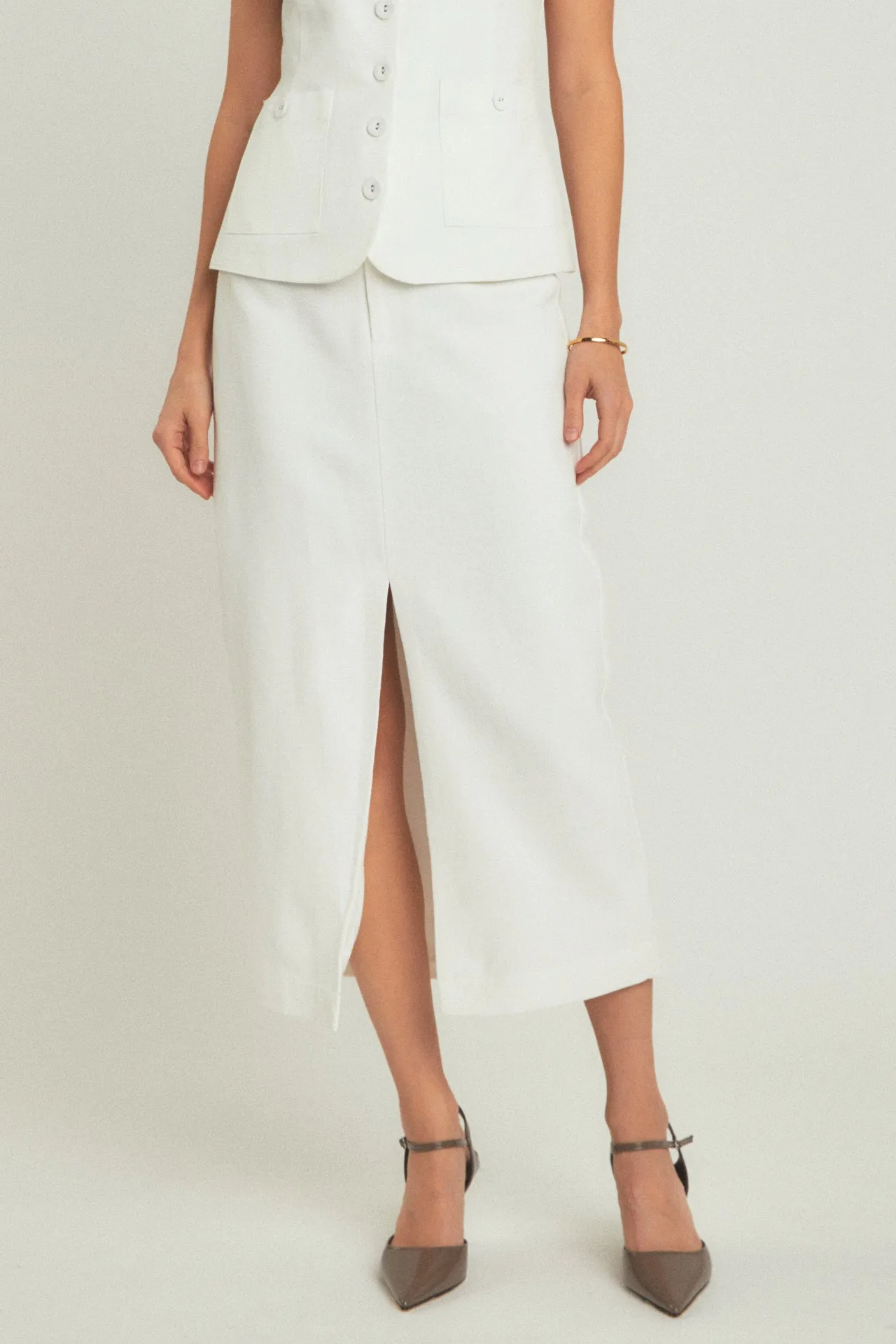 Front Slit Linen Midi Skirt sold by Endless Rose product image thumbnail 2