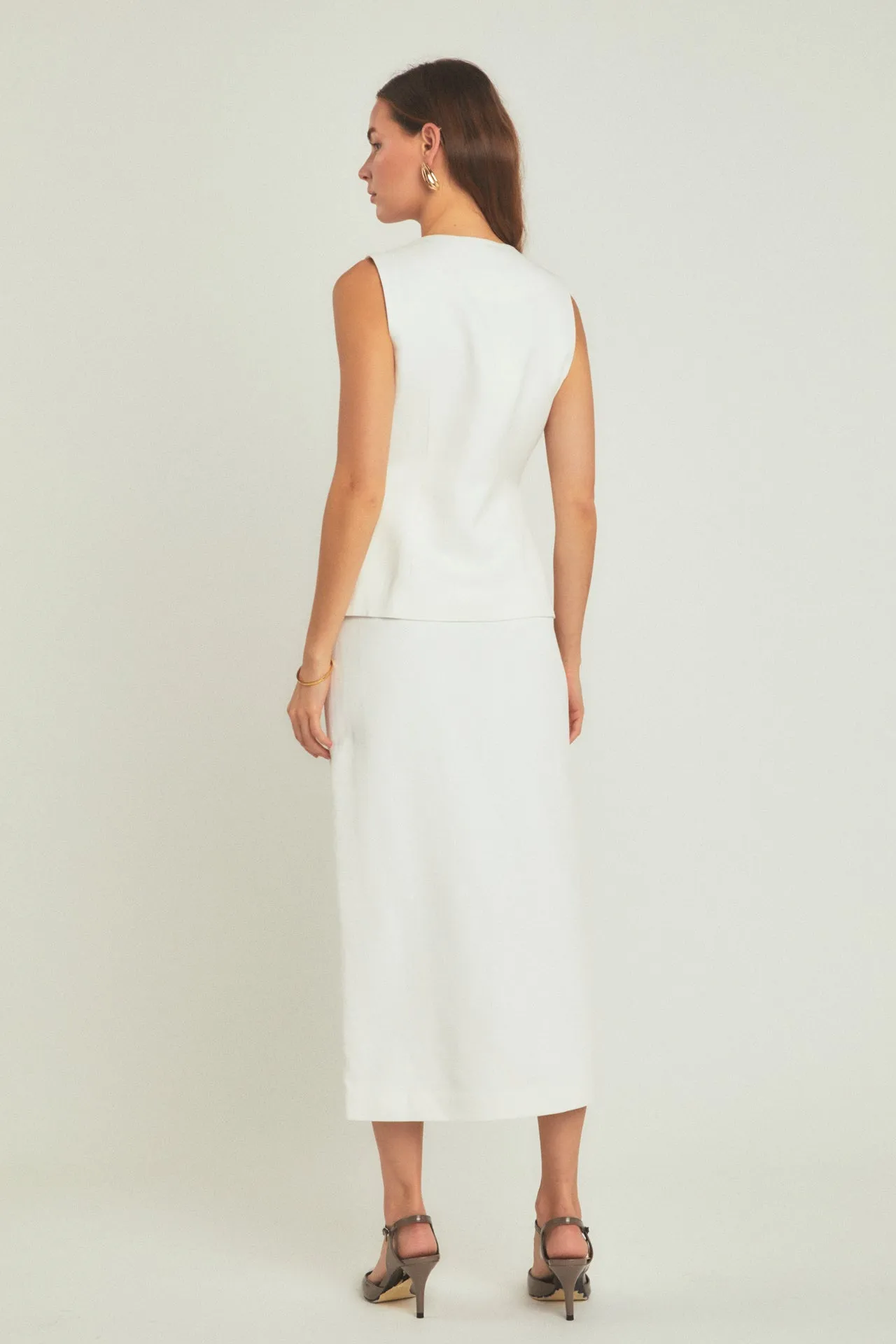 Front Slit Linen Midi Skirt sold by Endless Rose product image thumbnail 4