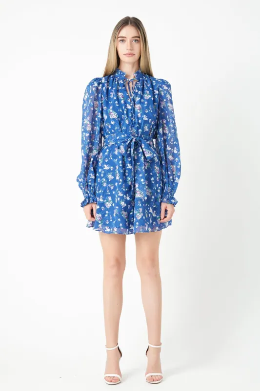 Floral Chiffon Belted Mini Dress made by Endless Rose