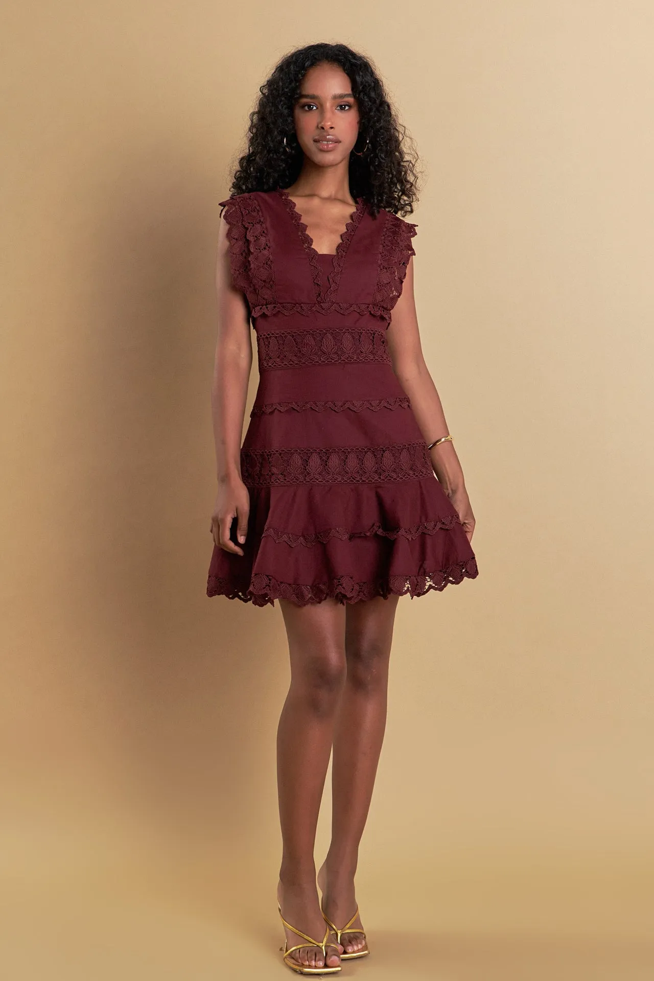 Plunging Neck Lace Trim Dress sold by Endless Rose product image thumbnail 3