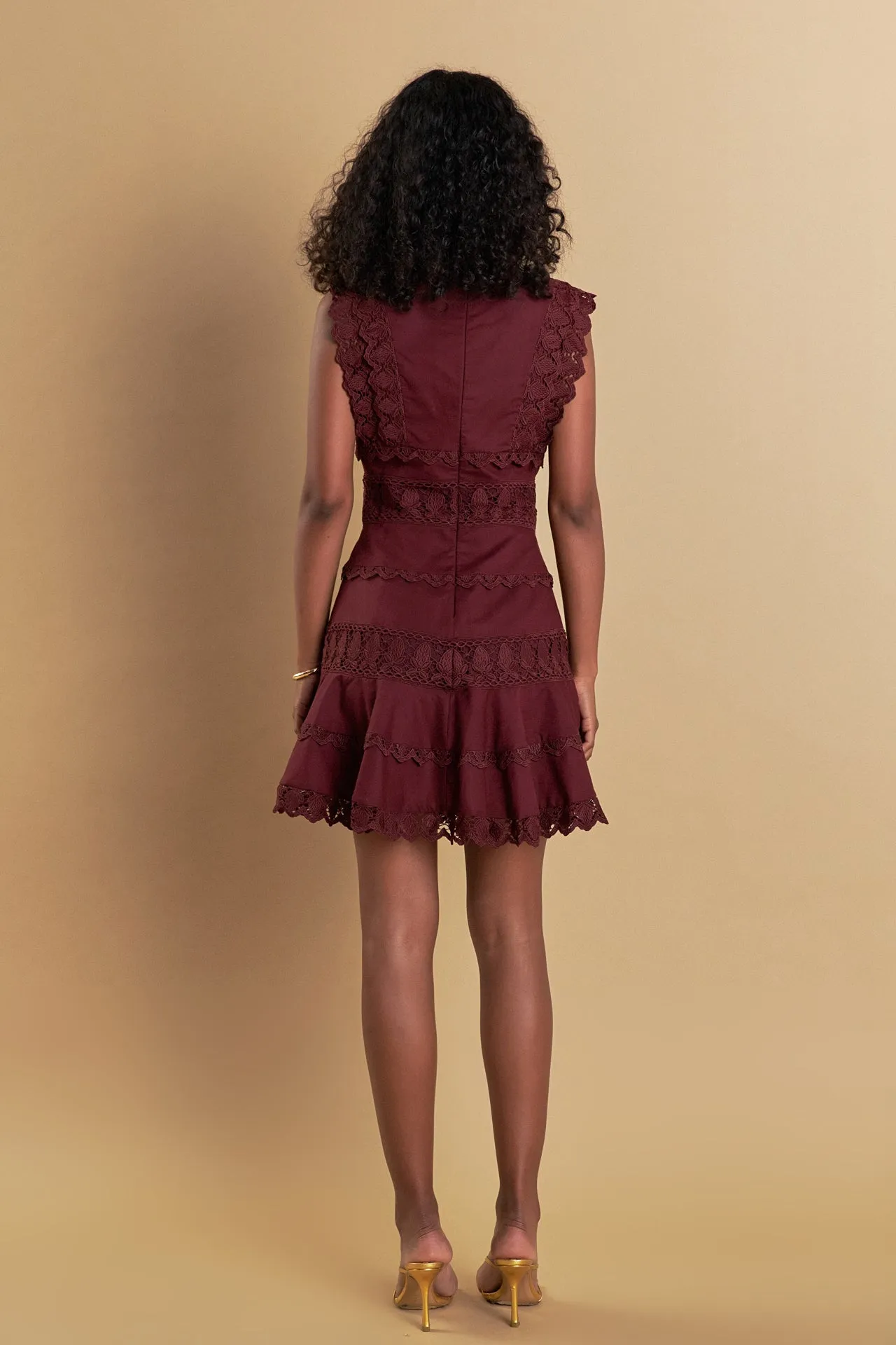 Plunging Neck Lace Trim Dress sold by Endless Rose product image thumbnail 5