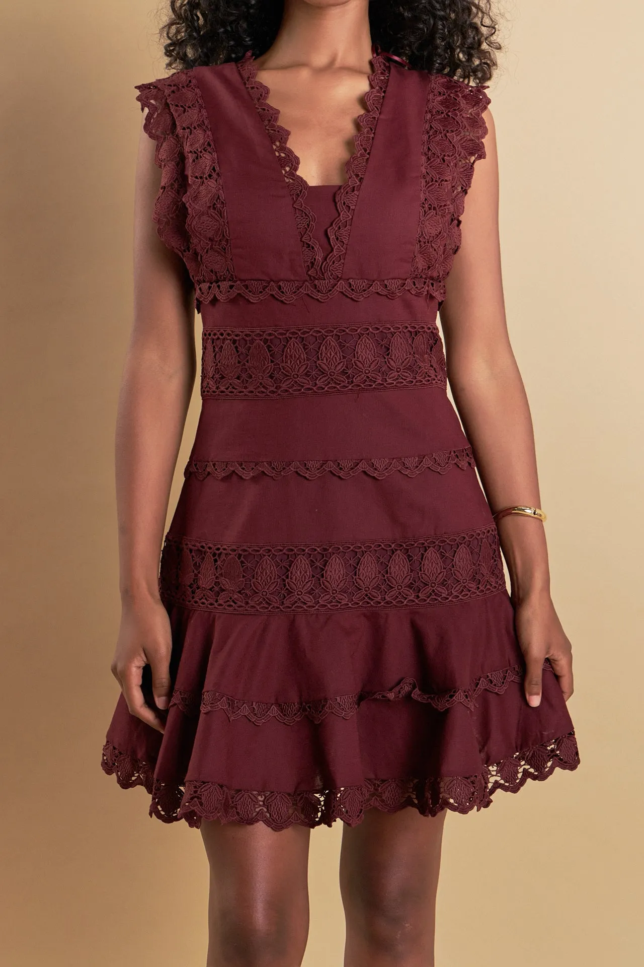 Plunging Neck Lace Trim Dress sold by Endless Rose product image thumbnail 2