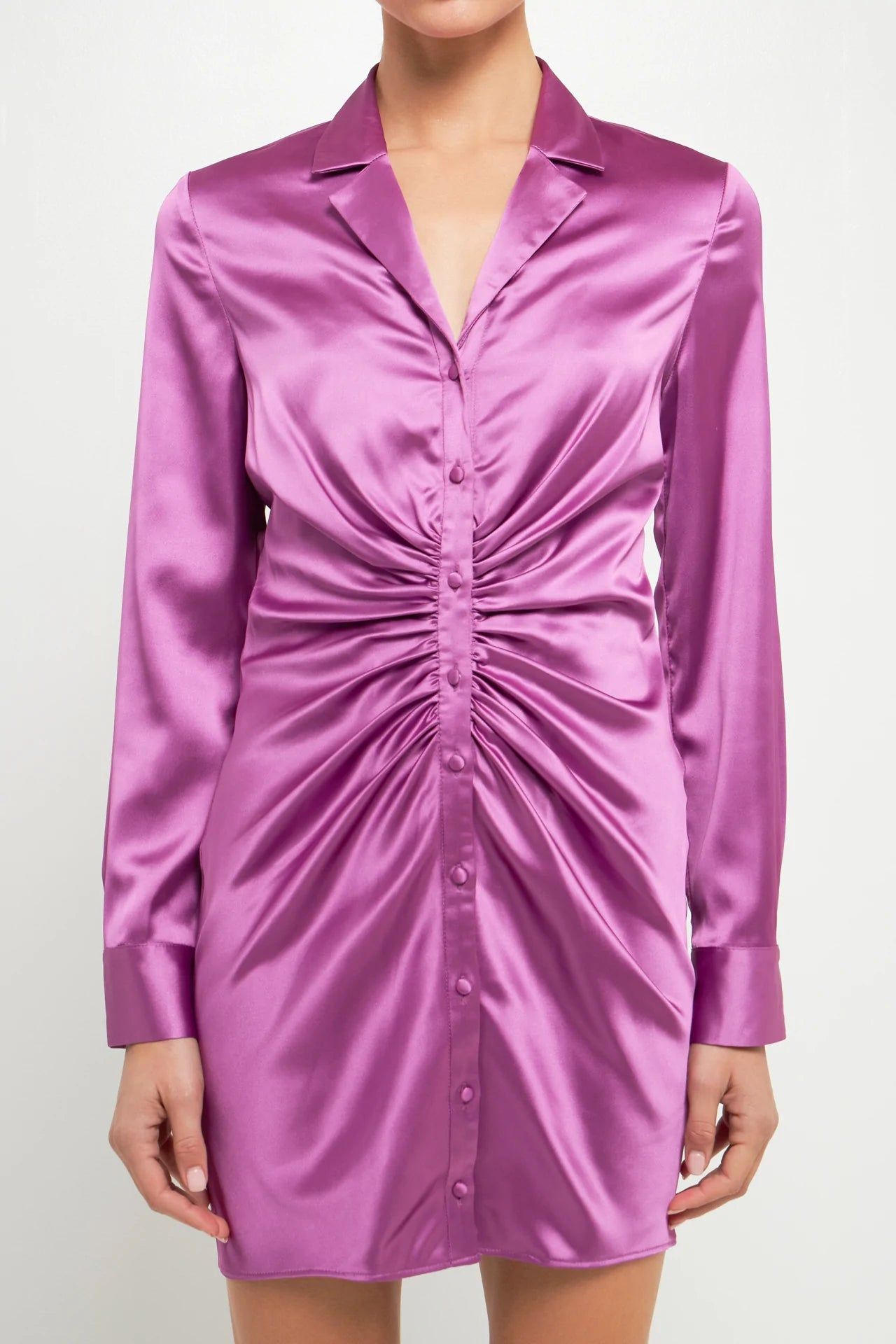 Satin Ruched Long-Sleeve Mini Dress sold by Endless Rose product image thumbnail 2
