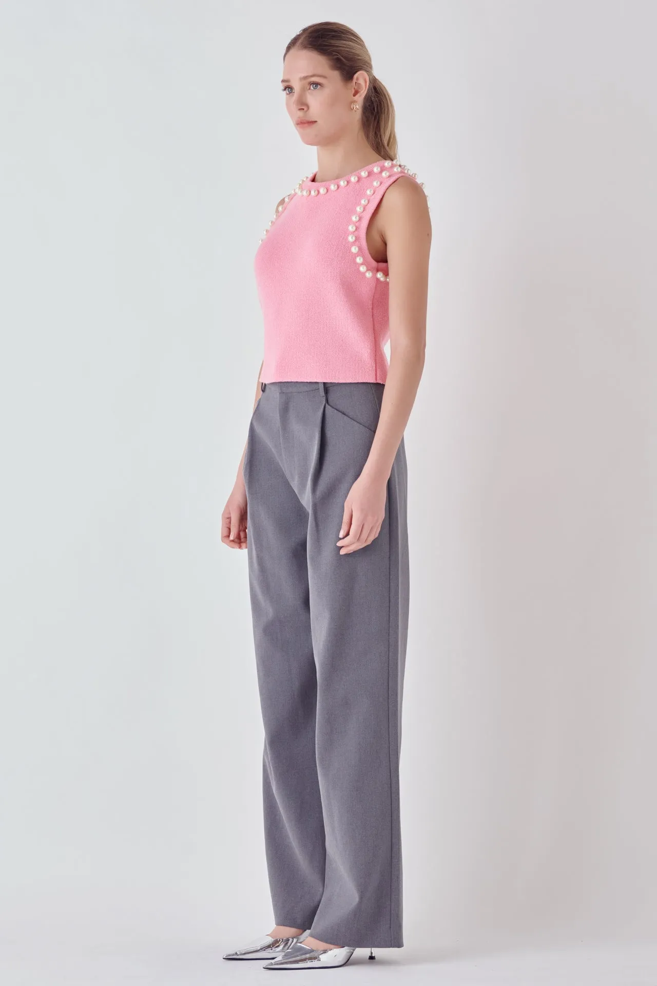 Pearl Detail Knit Tank Top - Final Sale sold by Endless Rose product image thumbnail 3