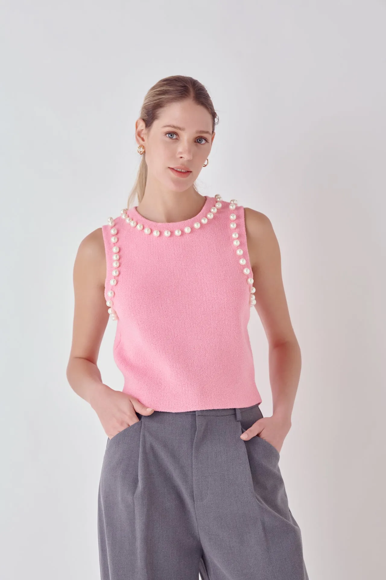 Pearl Detail Knit Tank Top - Final Sale sold by Endless Rose product image thumbnail 5