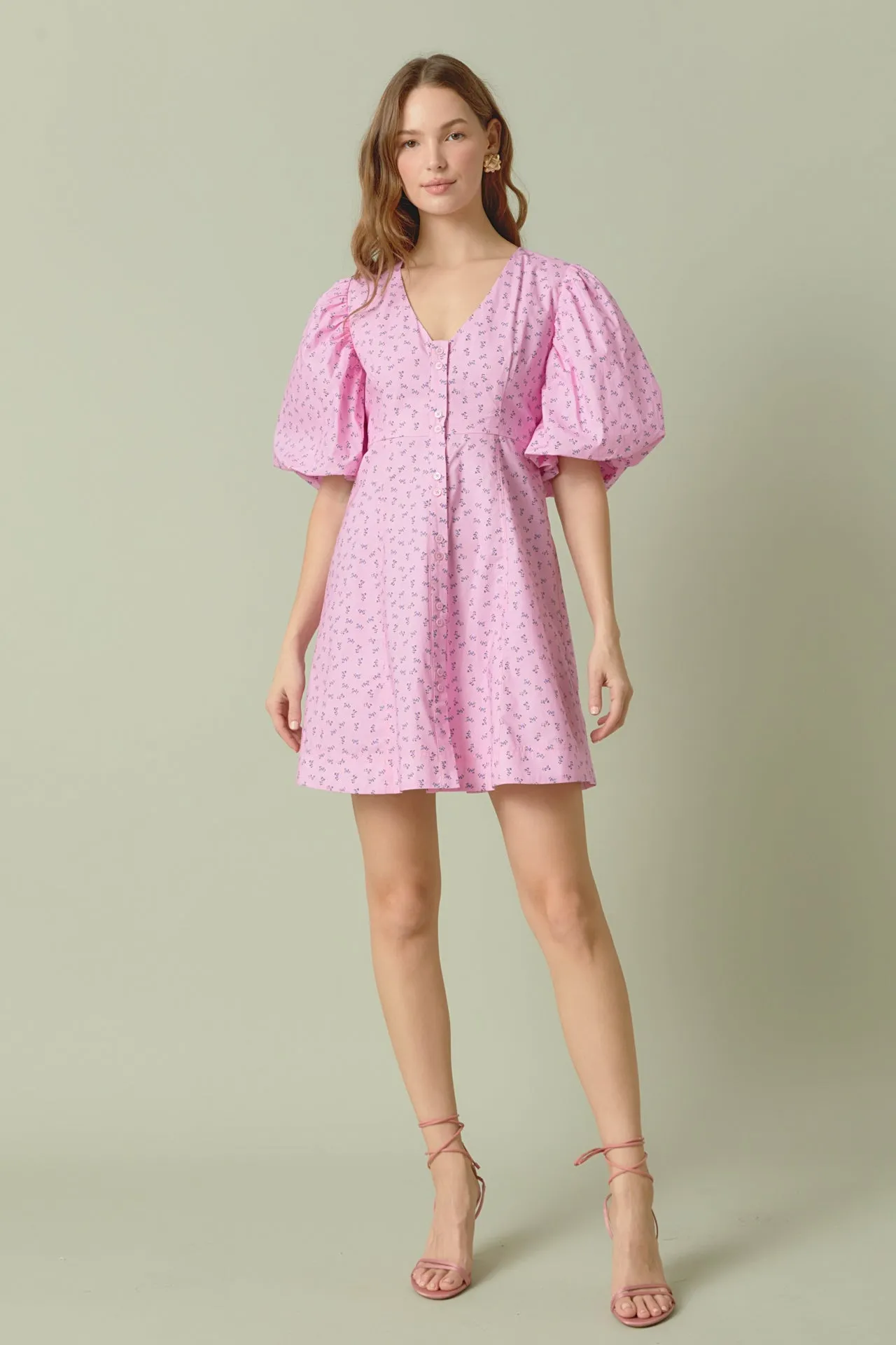 Floral Print Mini Dress with Button Detail sold by Endless Rose