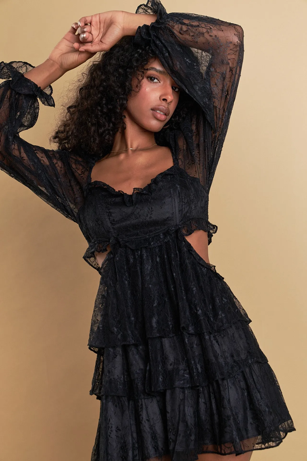 Premium Cut-out Lace Mini Dress sold by Endless Rose