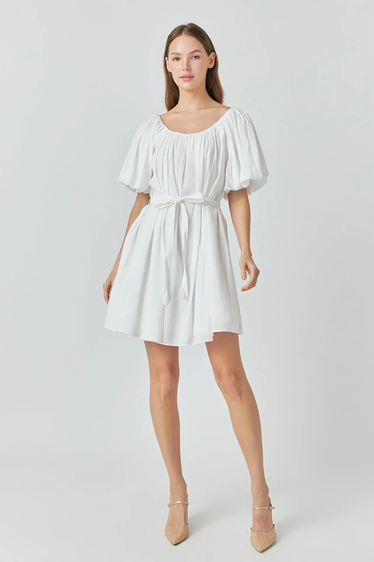 Pleated Detail Puff Sleeve Mini Dress - Final Sale sold by Endless Rose
