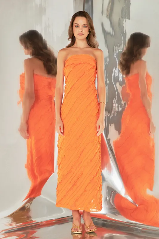 Strapless Ruffled Maxi Dress sold by Endless Rose