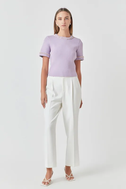 Chain Trim Knit Short Sleeve Top sold by Endless Rose