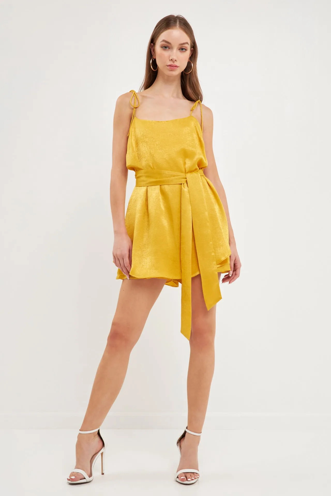 Spaghetti Tie Belted Romper Dress - Final sale sold by Endless Rose