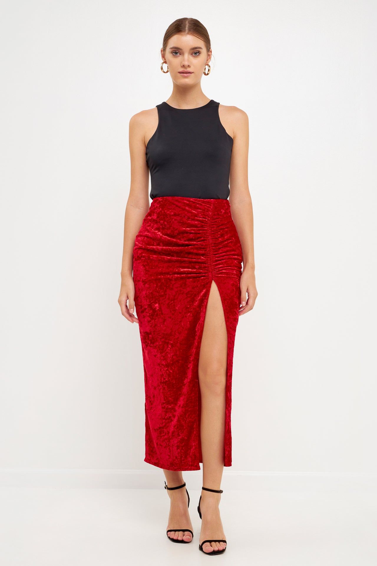 Velvet Ruched Maxi Skirt sold by Endless Rose