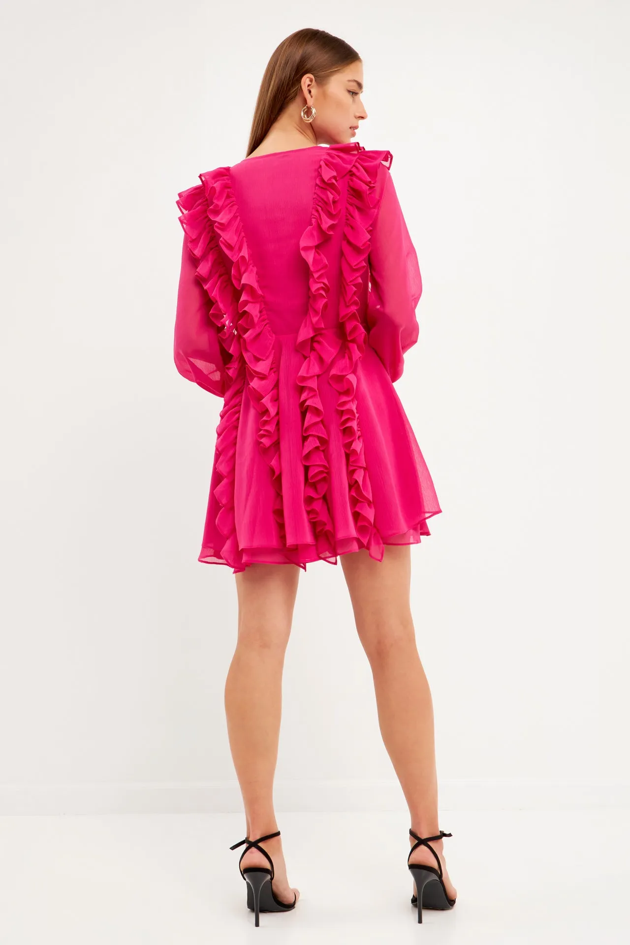 Long-Sleeve Ruffle Mini Dress sold by Endless Rose product image thumbnail 4
