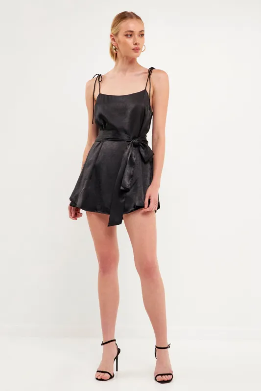 Spaghetti Tie Belted Romper Dress - Final sale sold by Endless Rose