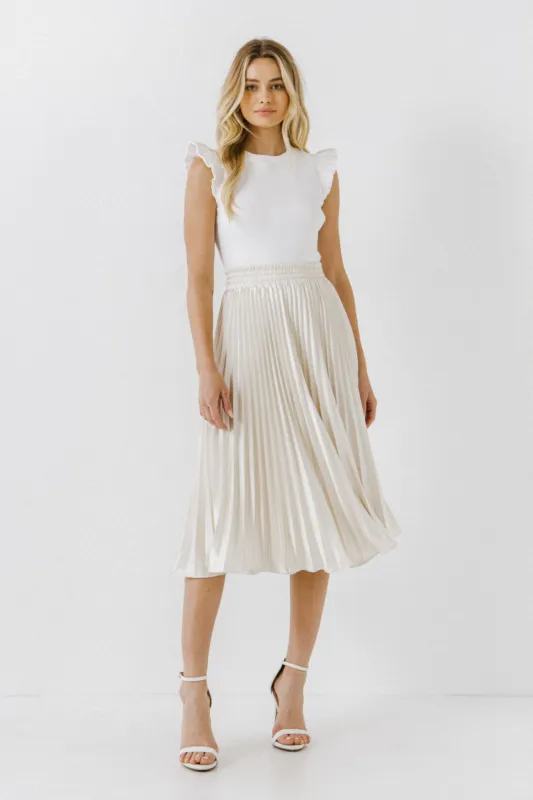 Pleated Satin Skirt sold by Endless Rose