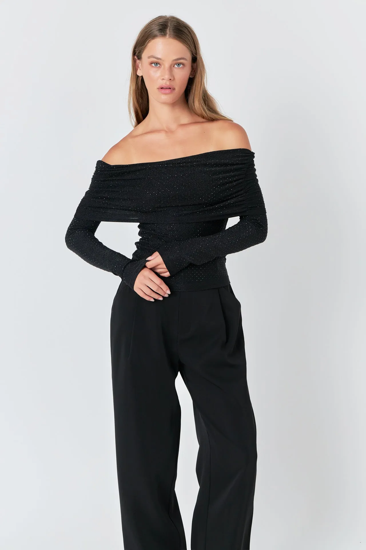 Rhinestone Off Shoulder Top sold by Endless Rose product image thumbnail 5