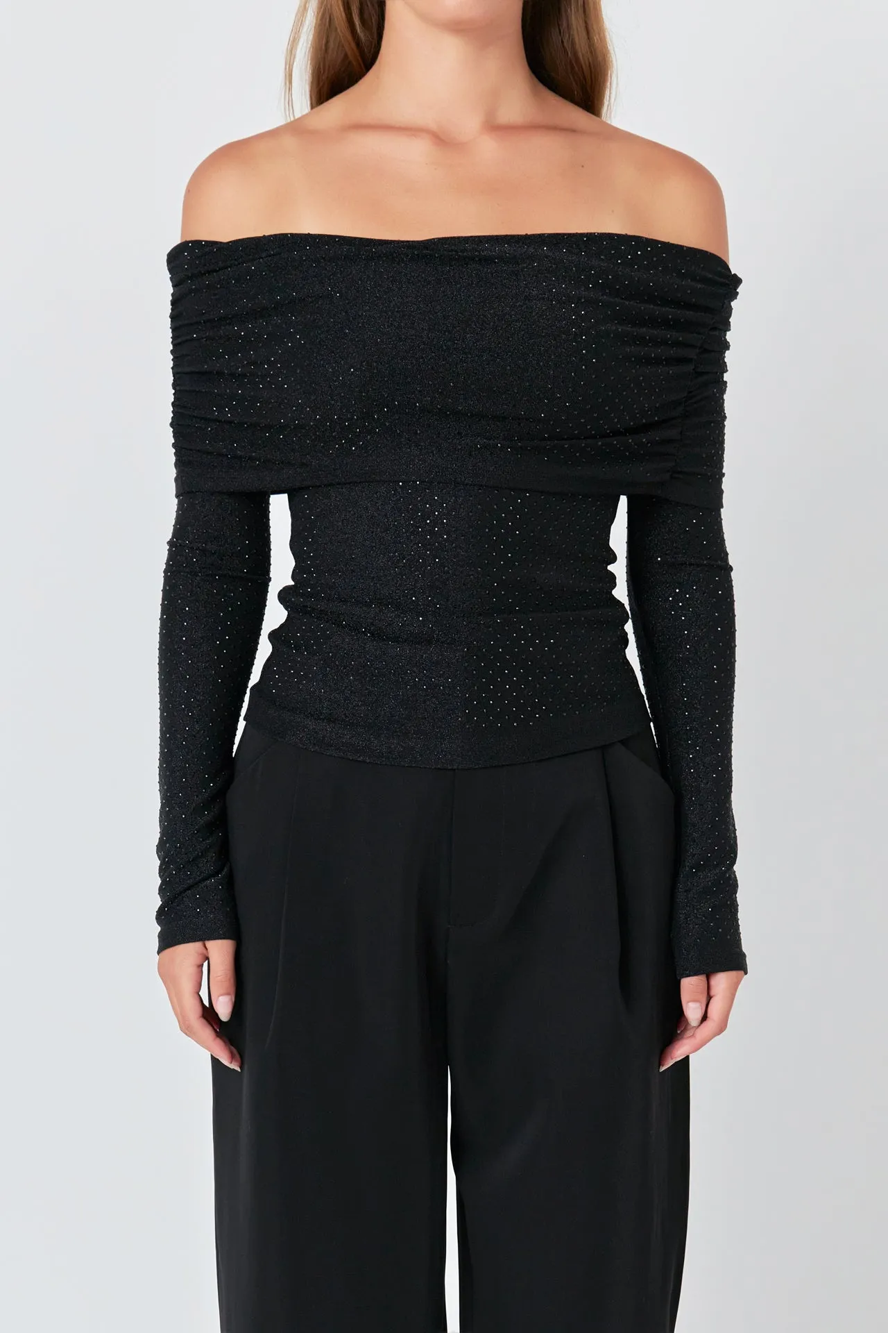 Rhinestone Off Shoulder Top sold by Endless Rose product image thumbnail 2