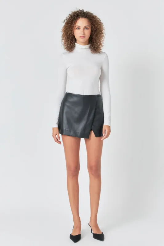 Faux Leather Mini Skort sold by Endless Rose