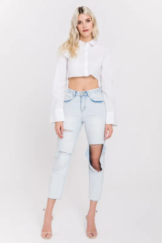 Cropped Long Sleeve Shirt sold by Endless Rose