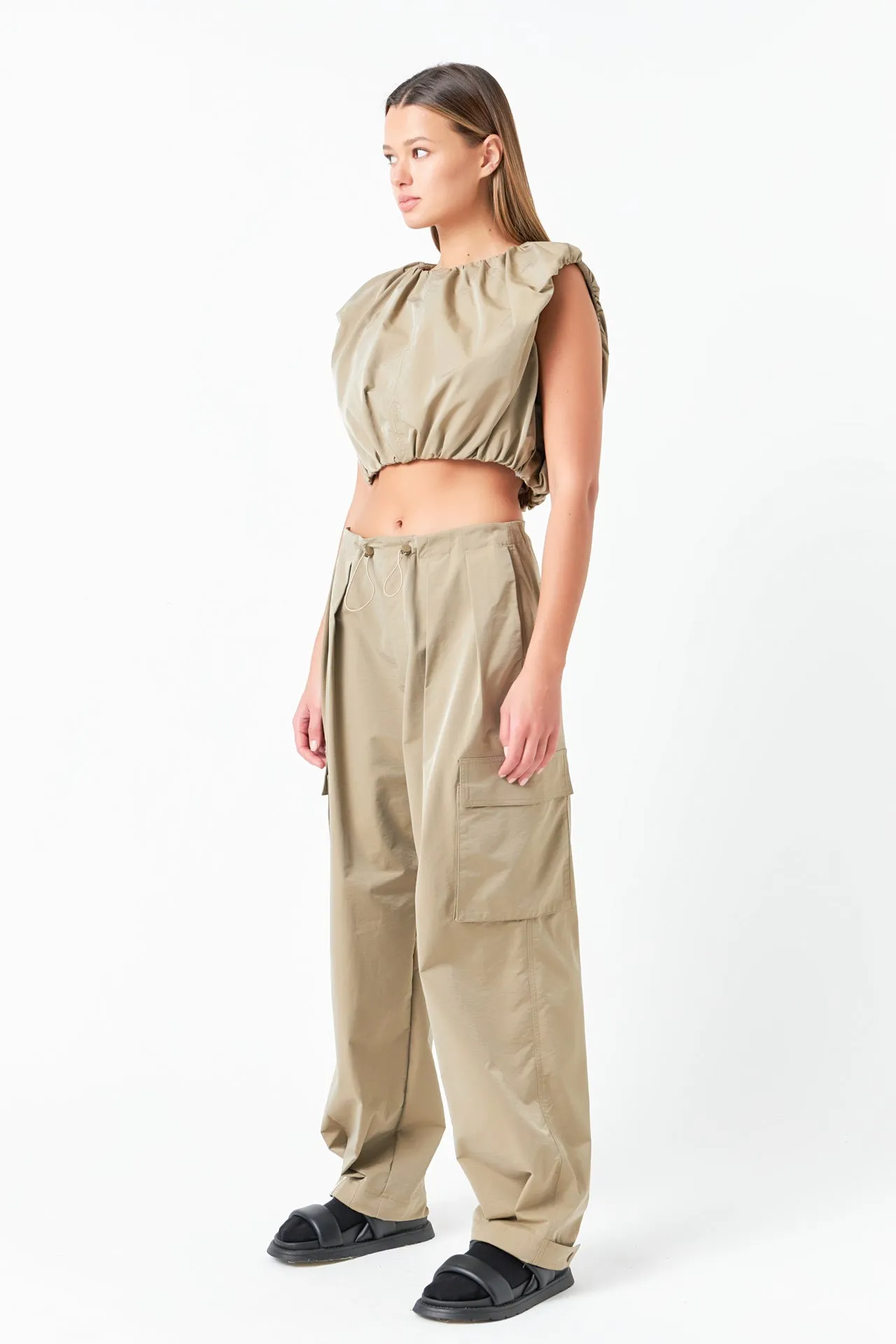 Low Waisted Pleated Cargo Pants sold by Endless Rose product image thumbnail 3