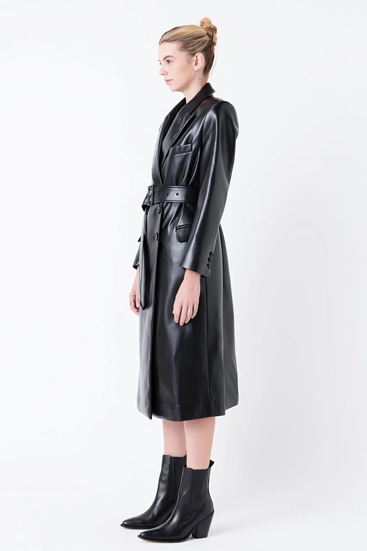 Premium Faux Leather Trench Coat sold by Endless Rose product image thumbnail 3