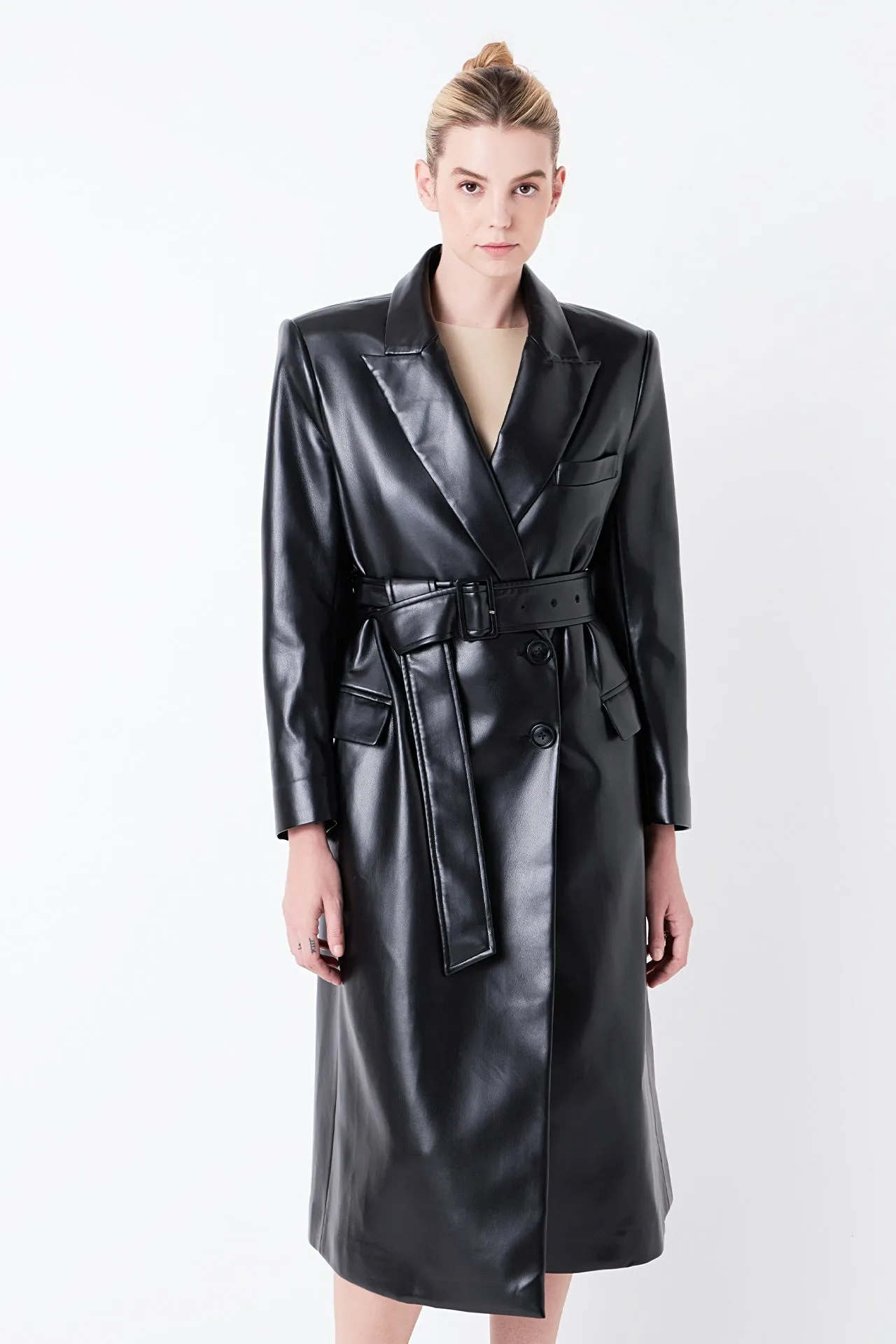 Premium Faux Leather Trench Coat sold by Endless Rose product image thumbnail 4