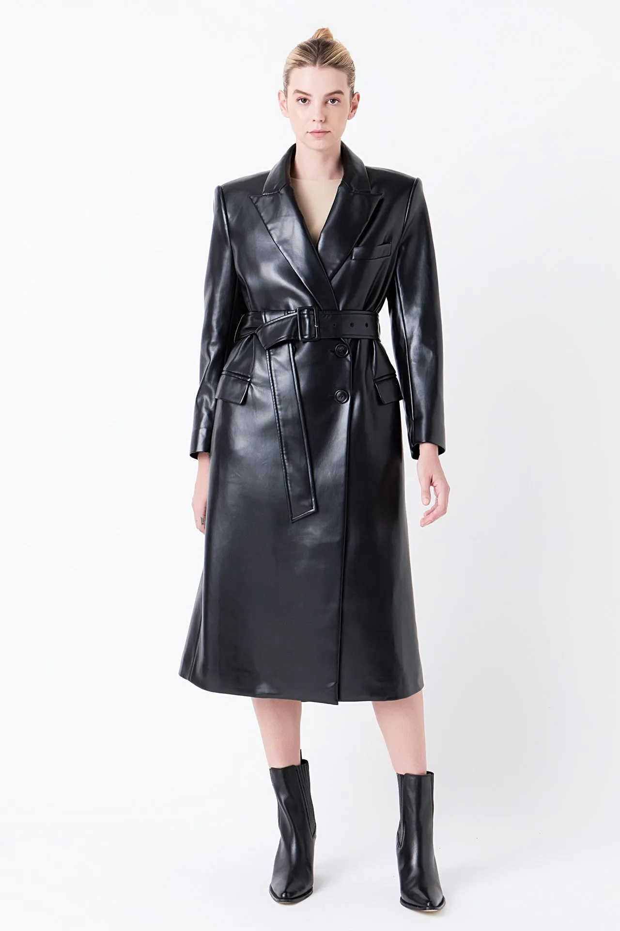 Premium Faux Leather Trench Coat sold by Endless Rose