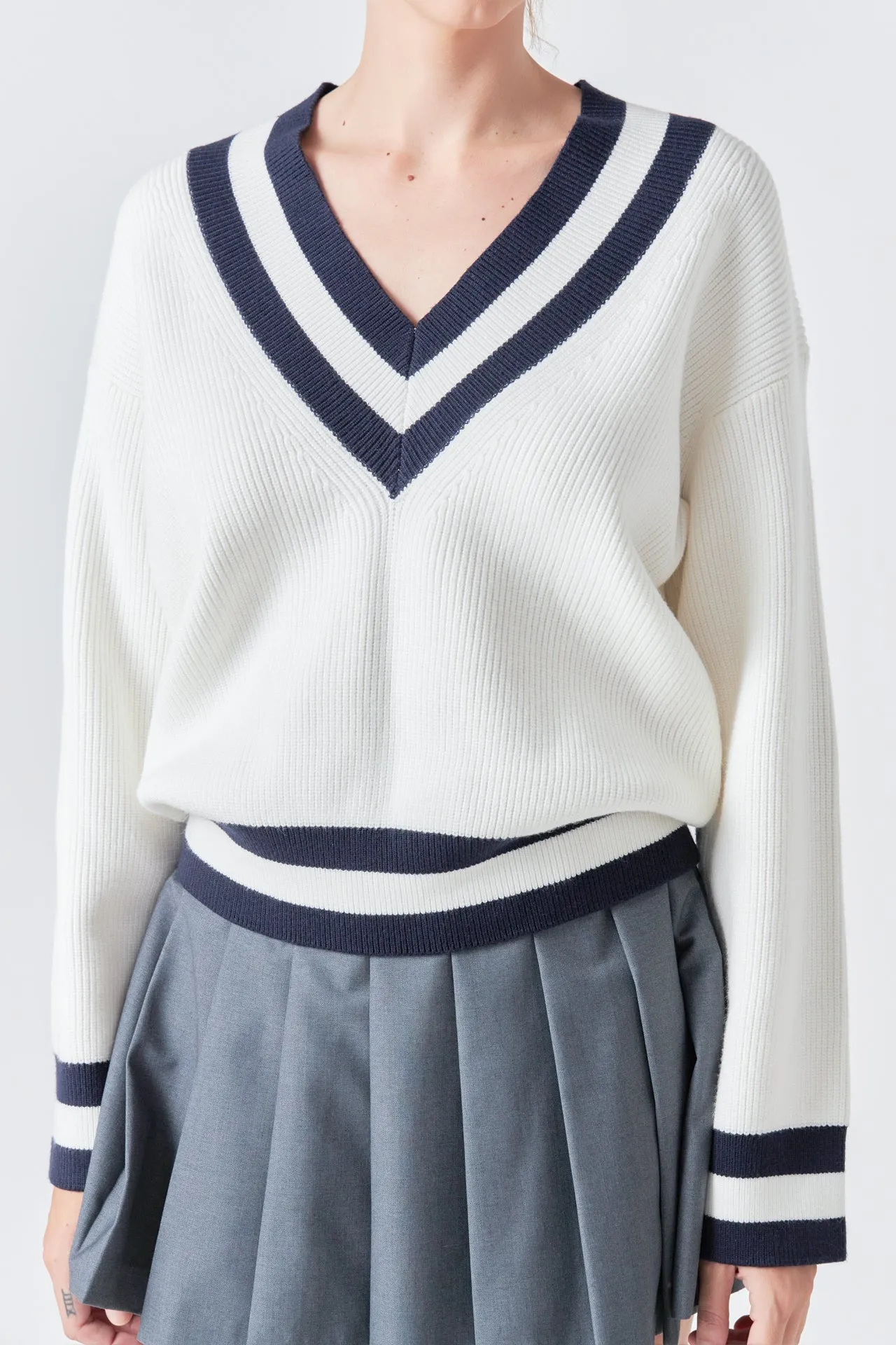 Striped V-neck Knit Sweater sold by Endless Rose product image thumbnail 3