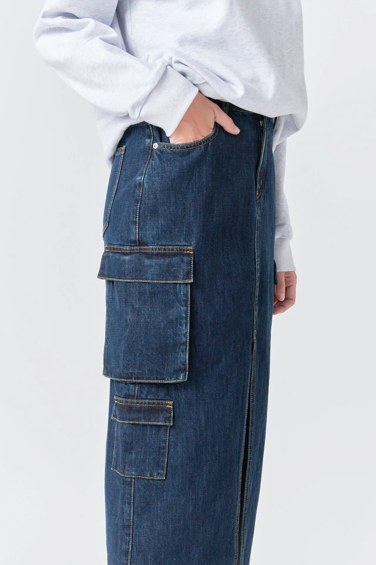 Denim Cargo Maxi Skirt sold by Endless Rose product image thumbnail 4