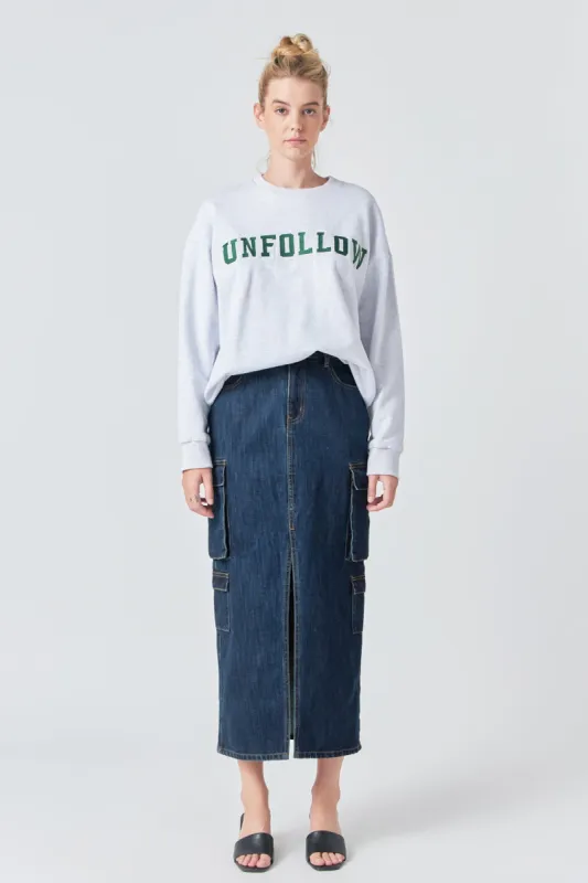 Denim Cargo Maxi Skirt sold by Endless Rose