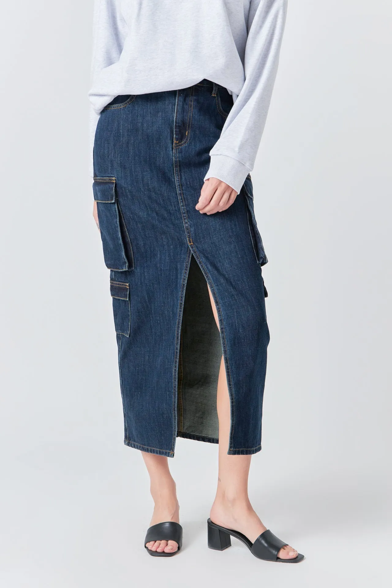 Denim Cargo Maxi Skirt sold by Endless Rose product image thumbnail 2