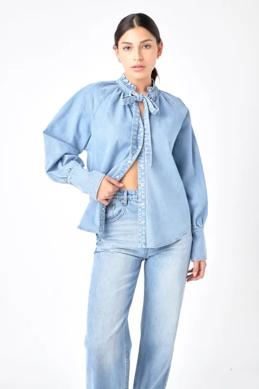 Denim Shirt with Tie sold by Endless Rose