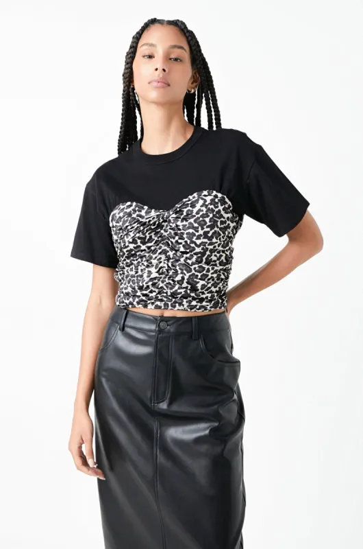 Leopard Shirred Cropped Top sold by Endless Rose