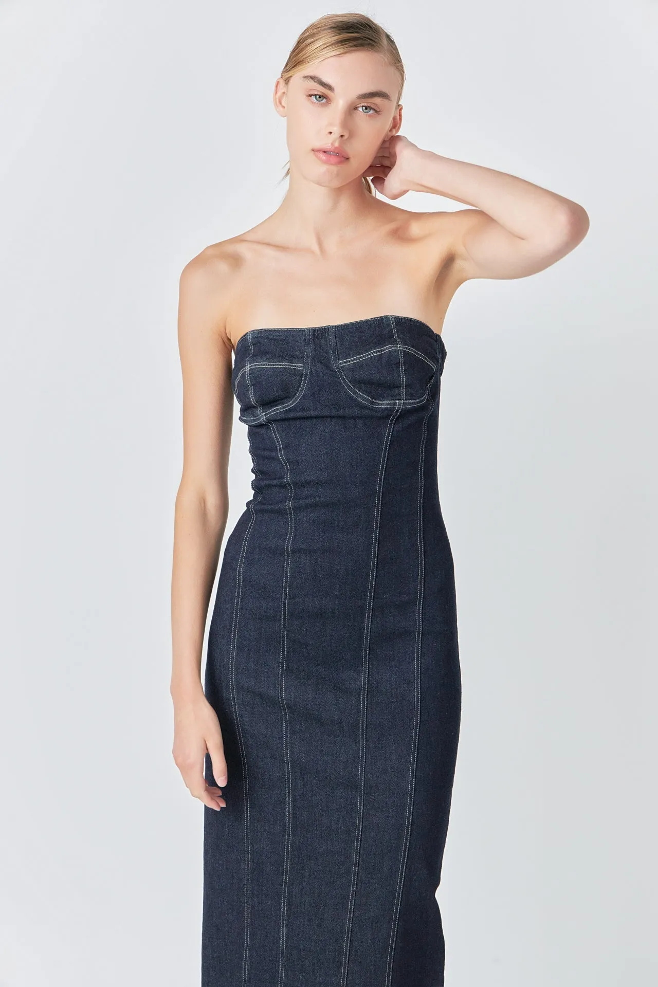Strapless Denim Midi Dress sold by Endless Rose